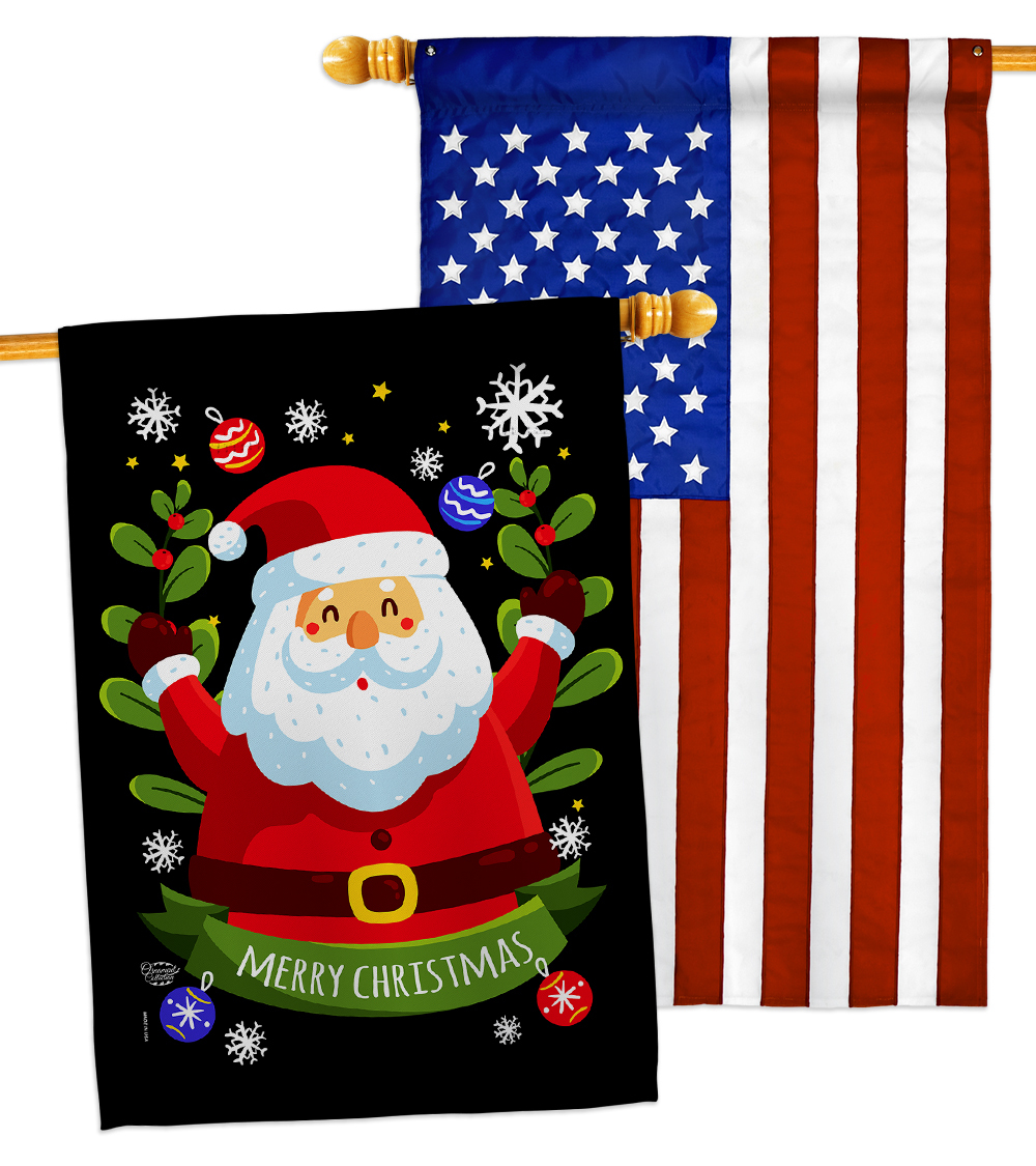 Cute Santa - Impressions Decorative Usa Applique House Flags Pack 