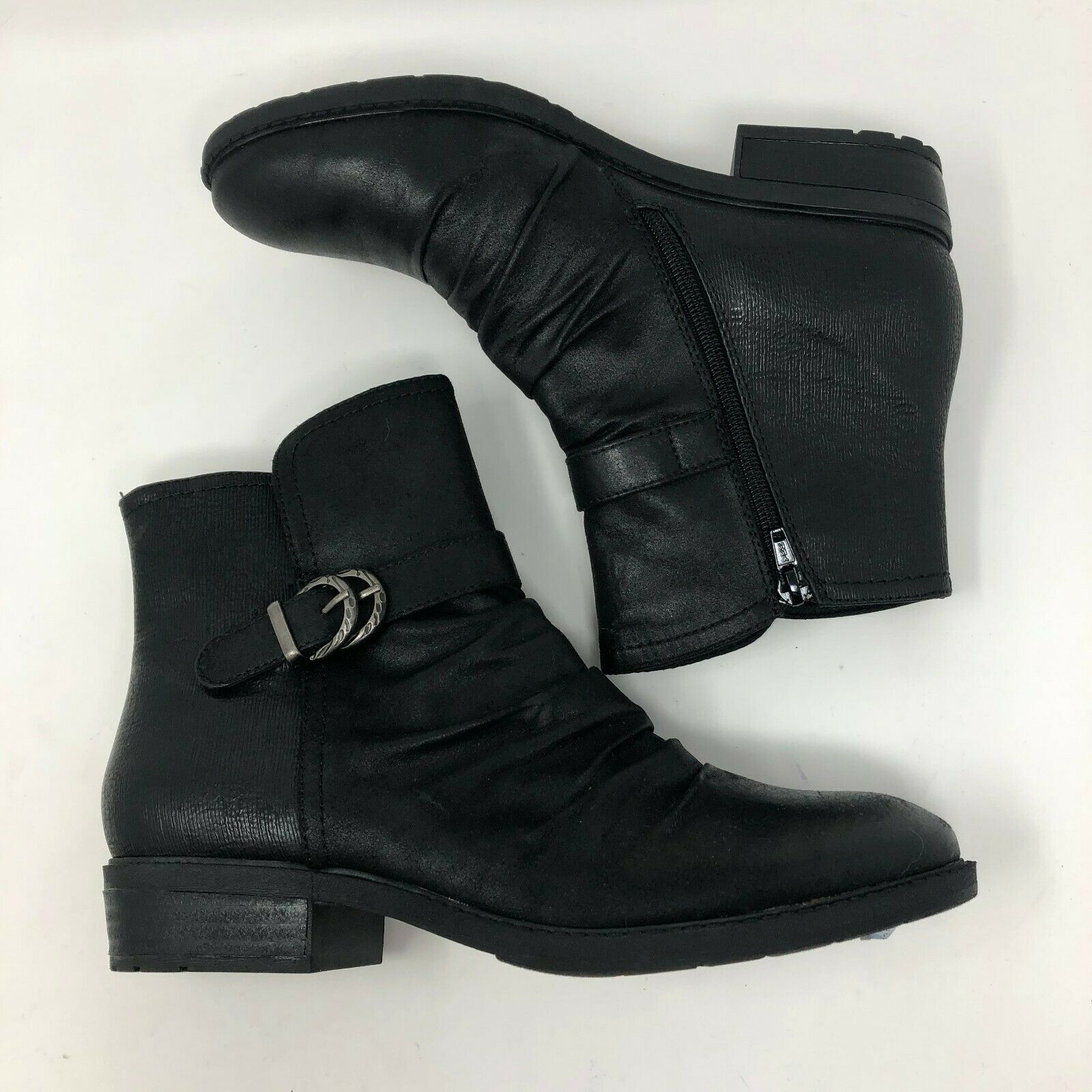 Bare Traps Ankle Boots 9M Black Round Toe Zip Side YSIDORA Faux Leather ...