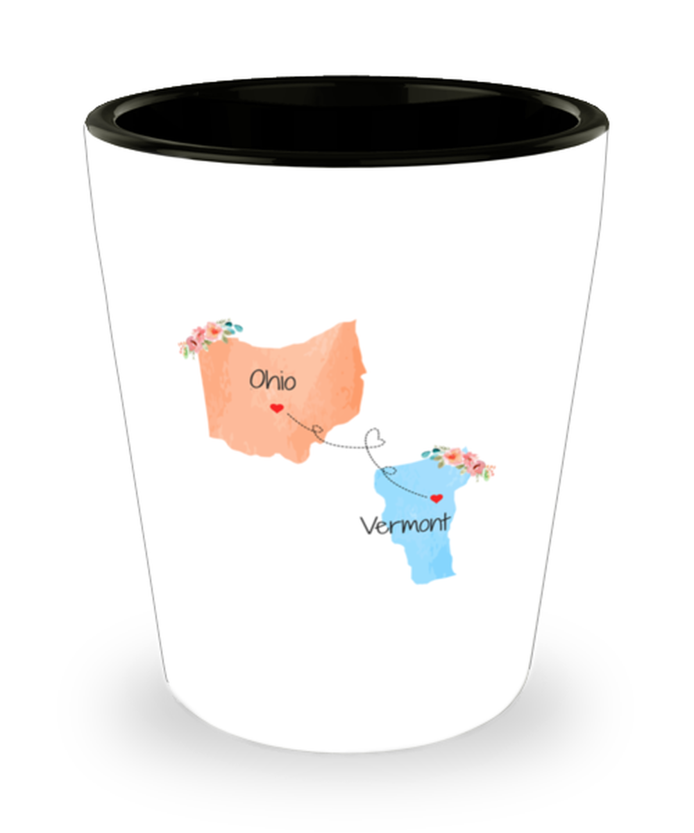 Ohio Vermont Gifts | Long Distance State Shot Glass | State to State | Away