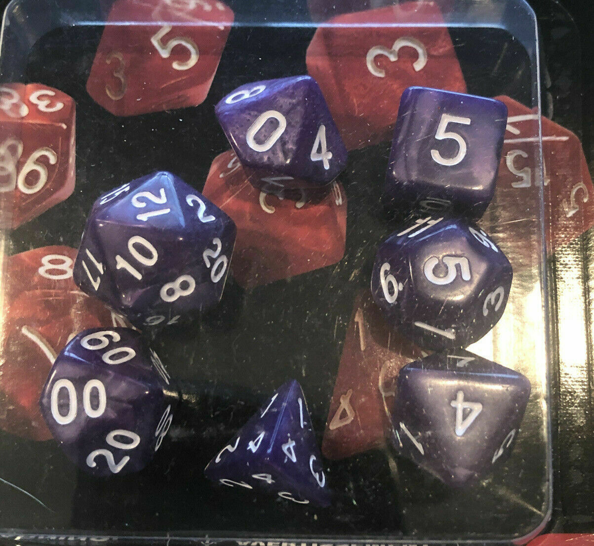 Role Playing Dice 7 Piece Dice Set Pearlescent PURPLE Classic Games D20 d10 d8