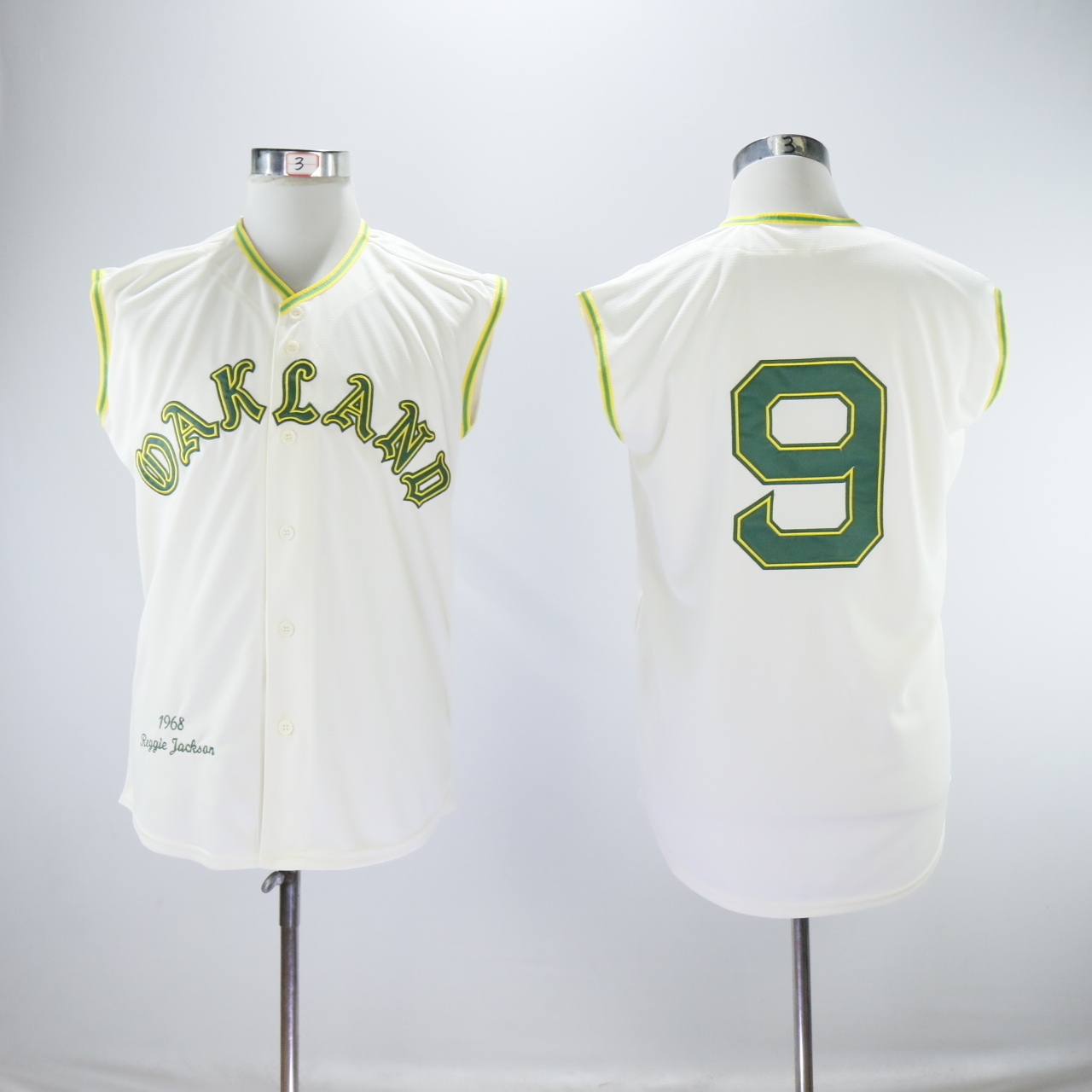 Men Oakland Athletics 9 Reggie Jackson Jerseys Cream Short Sleeve 1968