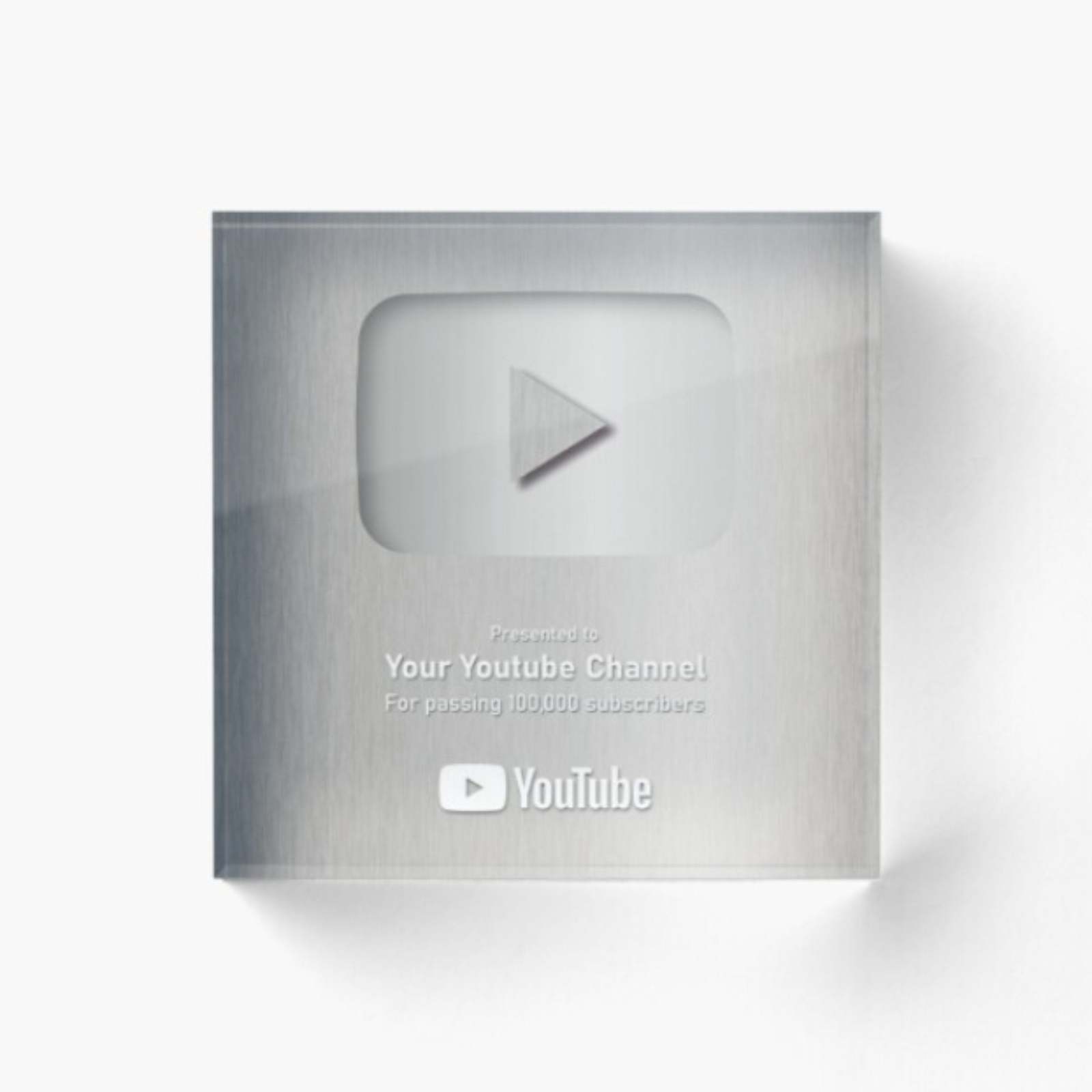 YouTube Award Plaque with the Silver Play Button for your YouTube Channel Awards