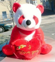American Made Giant Stuffed Red Panda Bear 32 Inch Soft with I Love You Heart - $167.11