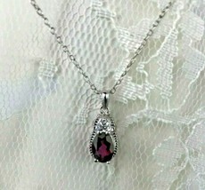 Avon Sterling Silver Classic Gem Pendant  Ruby Color  New in Box  Free Shipping - $17.65
