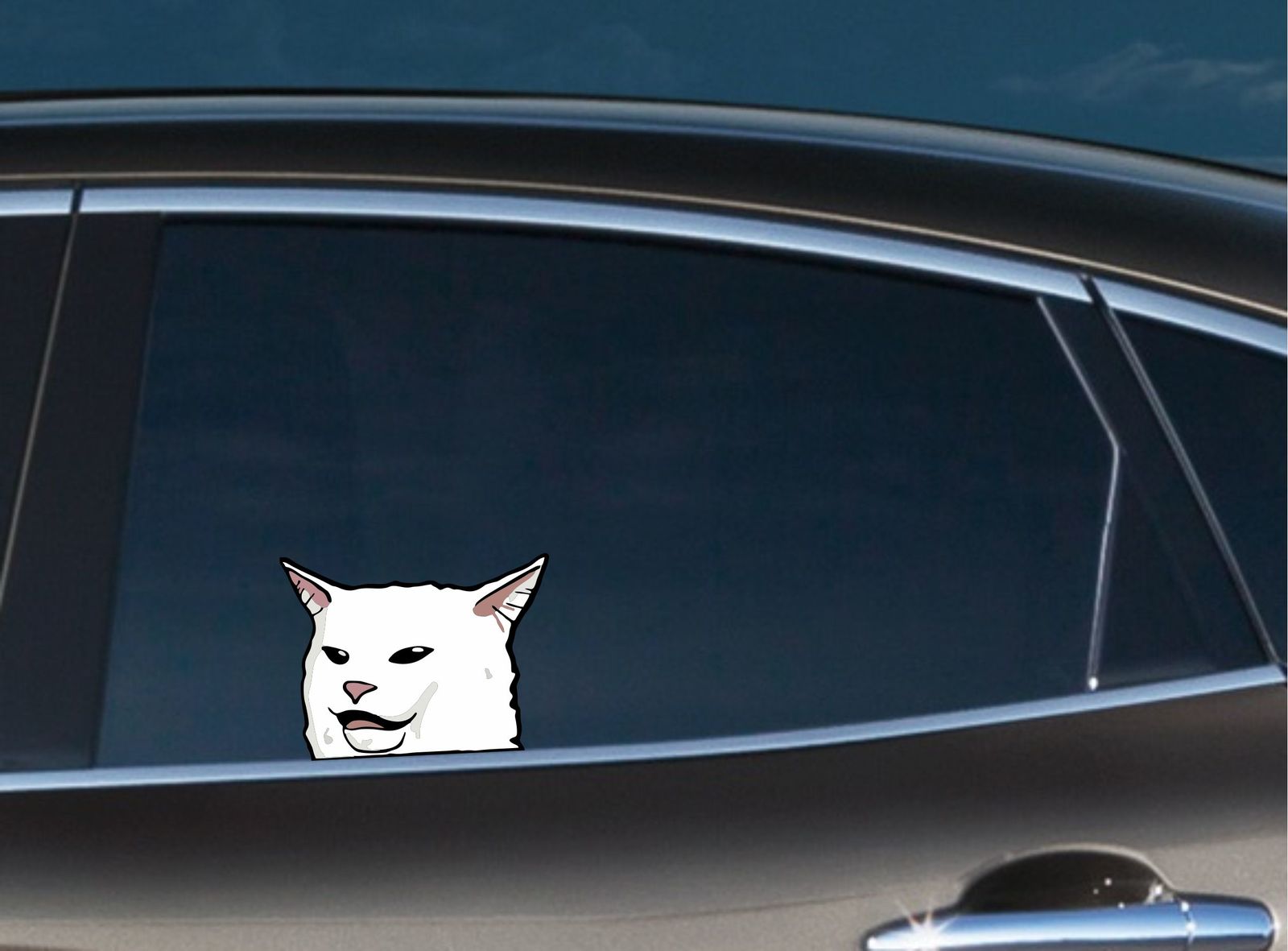 Meme Cat Peeker Peeking Window Vinyl Decal Reddit Funny Sticker White Kitten