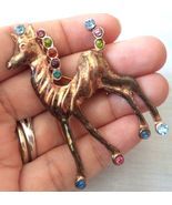 PONY HORSE signed STERLING Silver Vermeil Rhinestone BROOCH Pin - 2 5/8 ... - $48.00