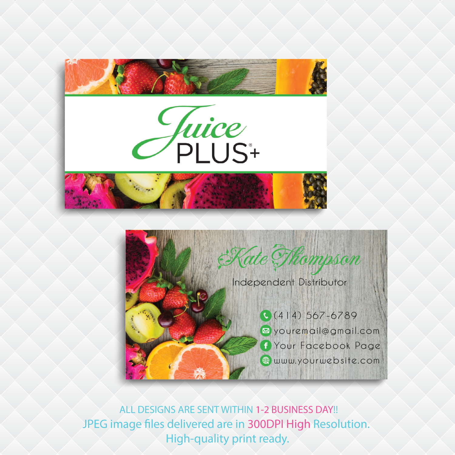 Personalized Juice Plus Business Cards, Juice Plus Business Cards, JL02
