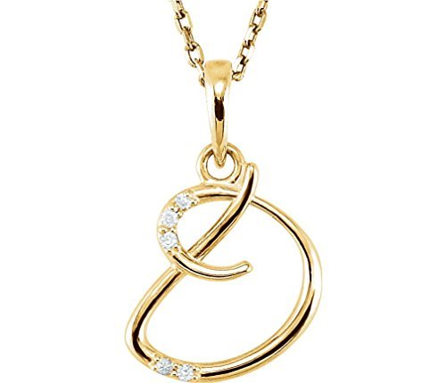 5-Stone Diamond Letter 'D' Initial 14k Yellow Gold Pendant Necklace, 18 ...