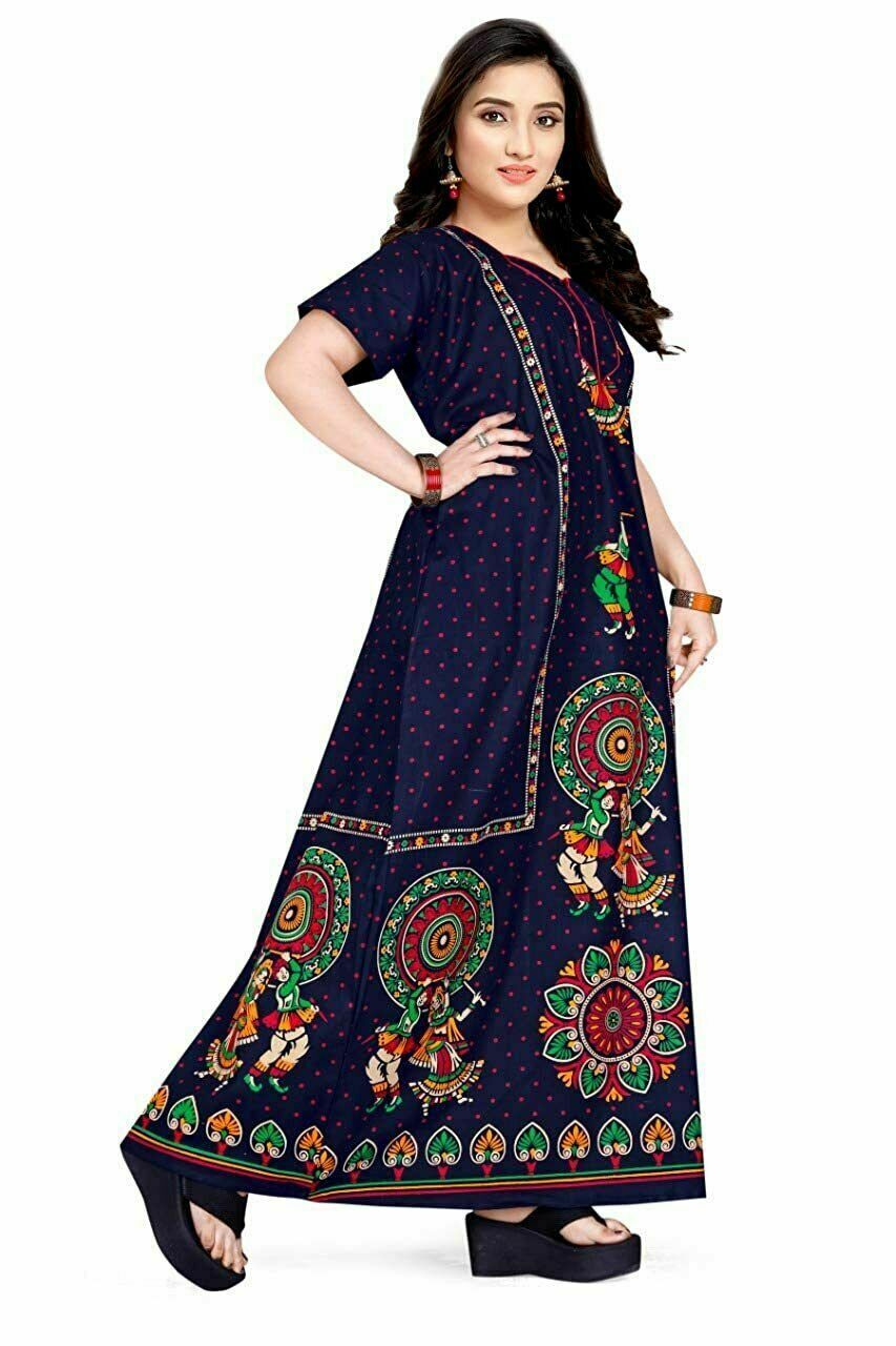 For Women Indian Free Size Printed Cotton Nighty Night Gown Night Dress