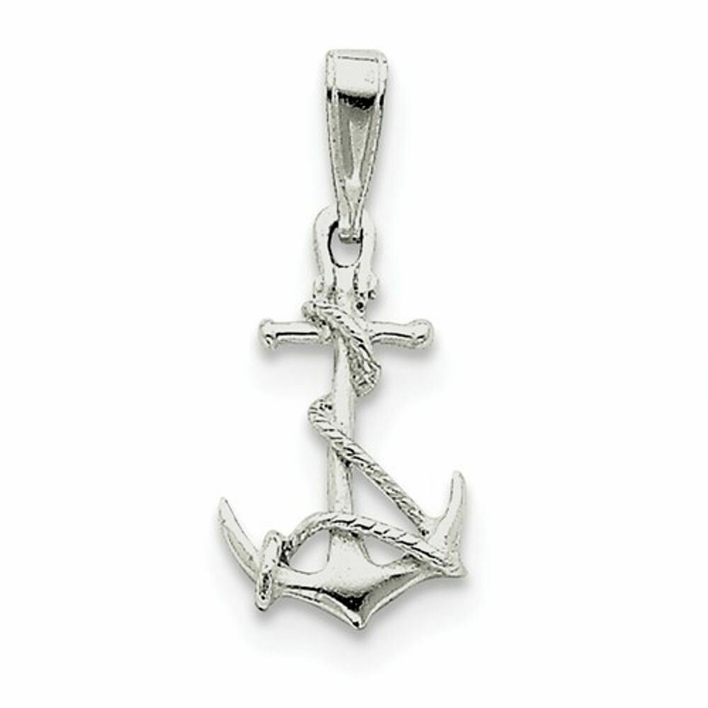 925 Sterling Silver Anchor And Rope Nautical Pendant