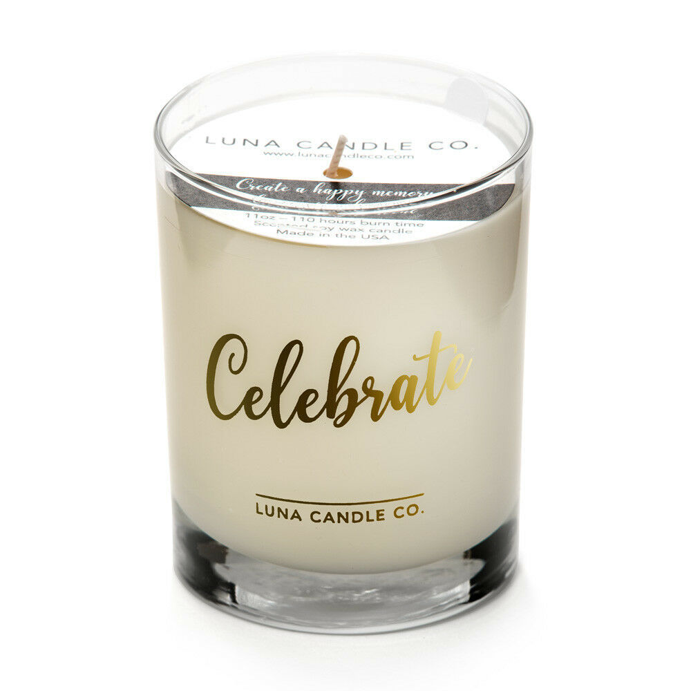 Luna Candle Co., Premium Soy Wax Scented Celebrate Luxurious Candle 11 Oz Jar