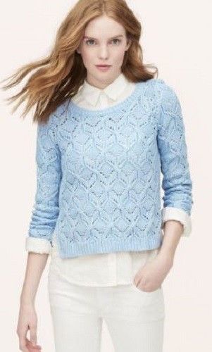 S L M Ann Taylor LOFT Pointelle V-Neck Sweater Pullover Top Various Colors XS