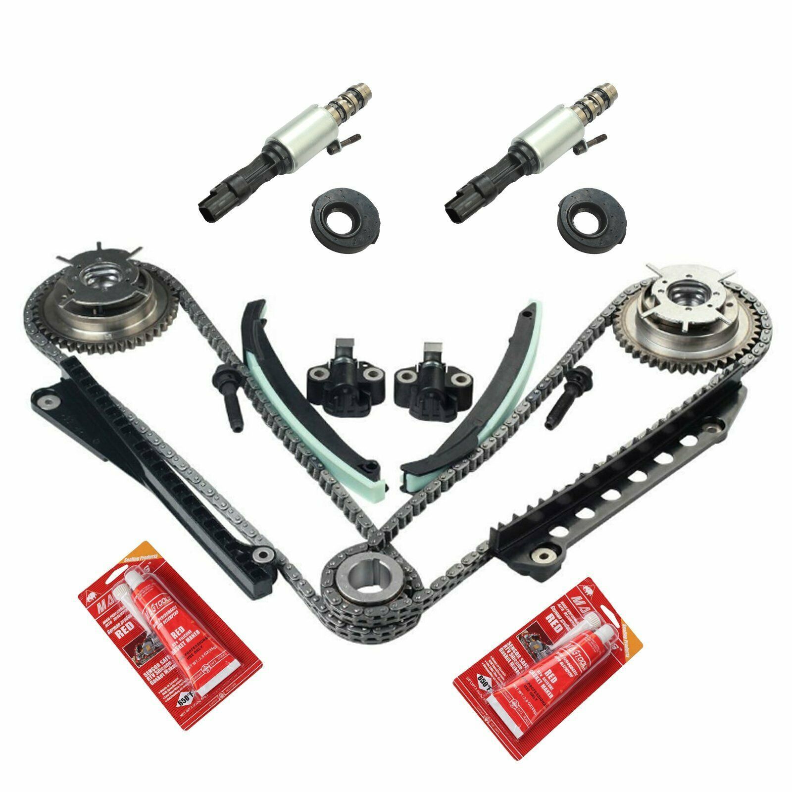 Timing Chain Kit VVTi Cam Phasers Solenoid Valve Fits F150 F250 Lincoln 5.4L 04+