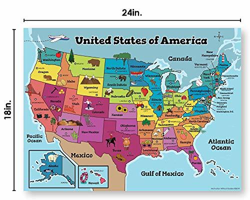 USA Wall Map & Kids World Map for Kids Wall Laminated Maps for Kids 2