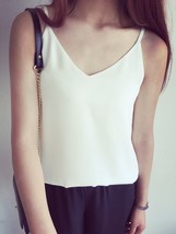 White Sleeveless Chiffon Top Summer Chiffon Tank Wedding Bridesmaid Top (US0-16)