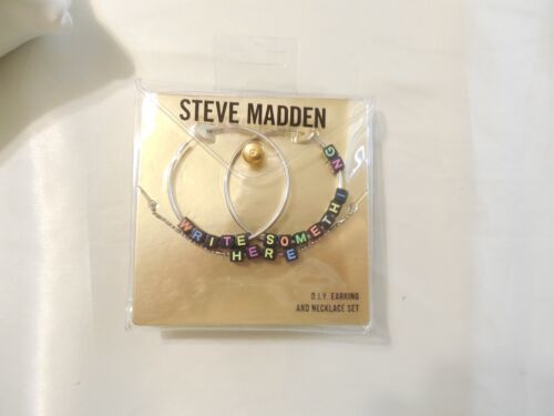 Steve Madden Interchangeable Lettering Bead 2-1/8"Hoop & 16" Necklace Set M400 - $13.43
