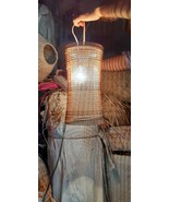 Rattan Handwoven Set of 2pcs Oriental Hour Glass Hanging Pendant Lamp Ho... - $174.85