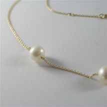 18K YELLO GOLD NECKLACE WITH ROUND WHITE FRESHWATER PEARLS MADE IN ITALY image 4
