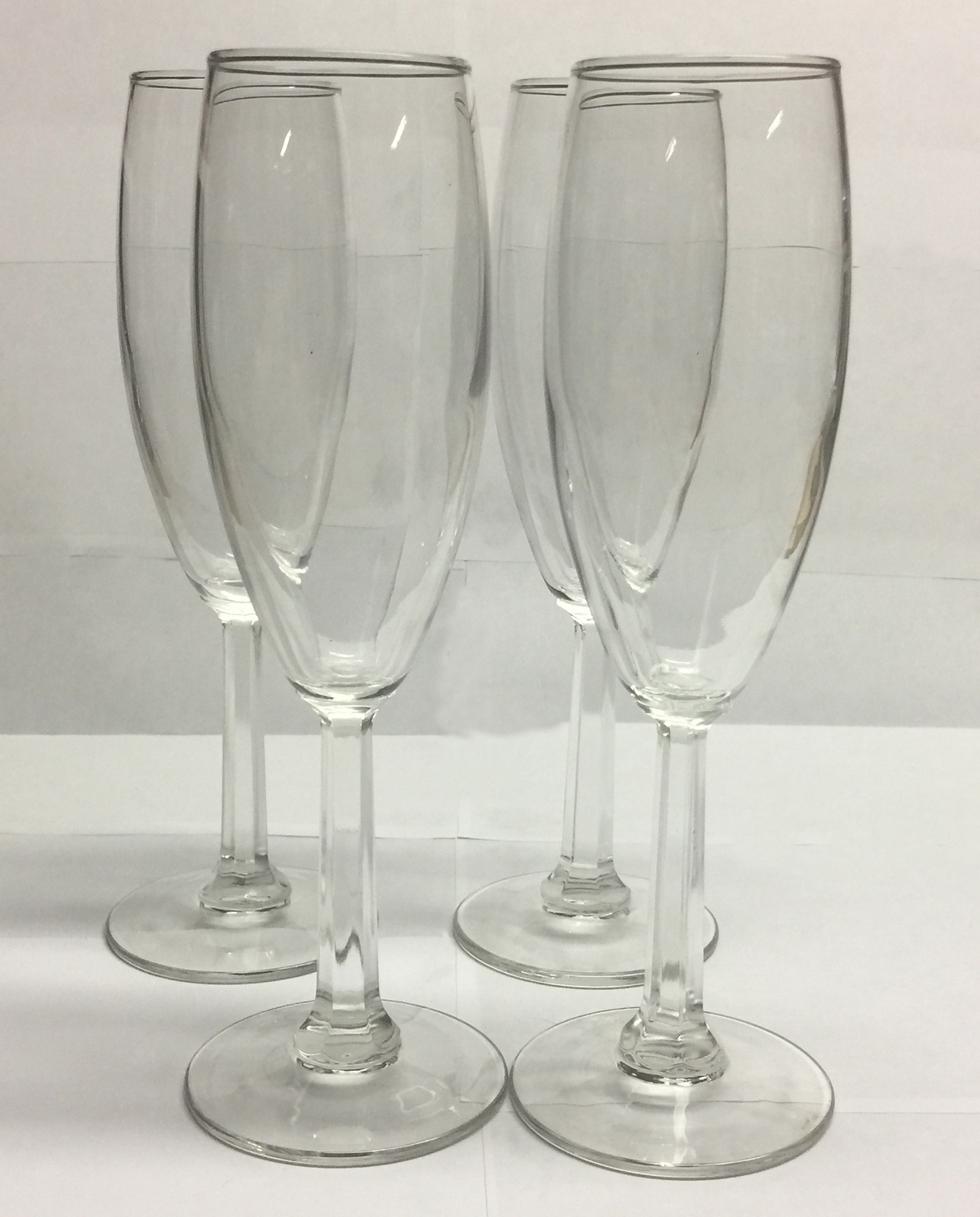 Set of 4~ Vintage Clear Stemware Long Stem Tall Tulip Shaped Champagne ...