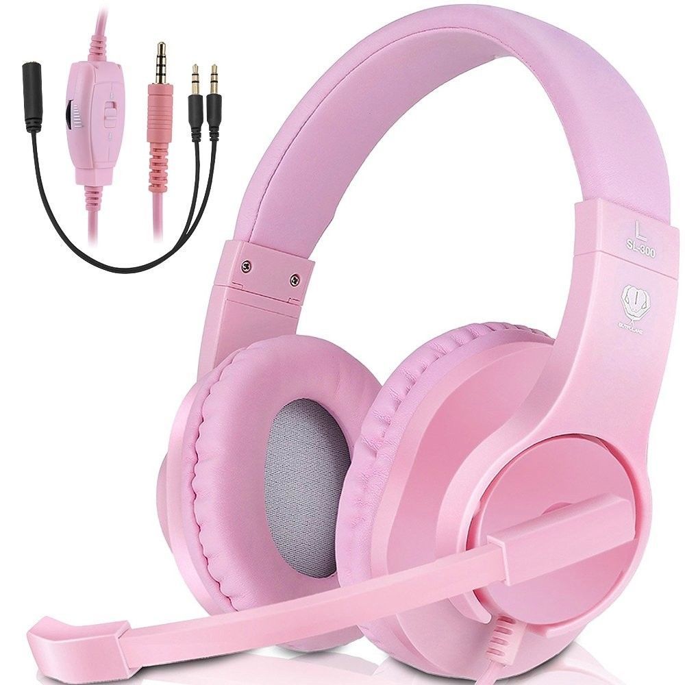 Wired Gaming Headset Pink Headphone for PS4 Xbox One PC Laptop PSP Mac
