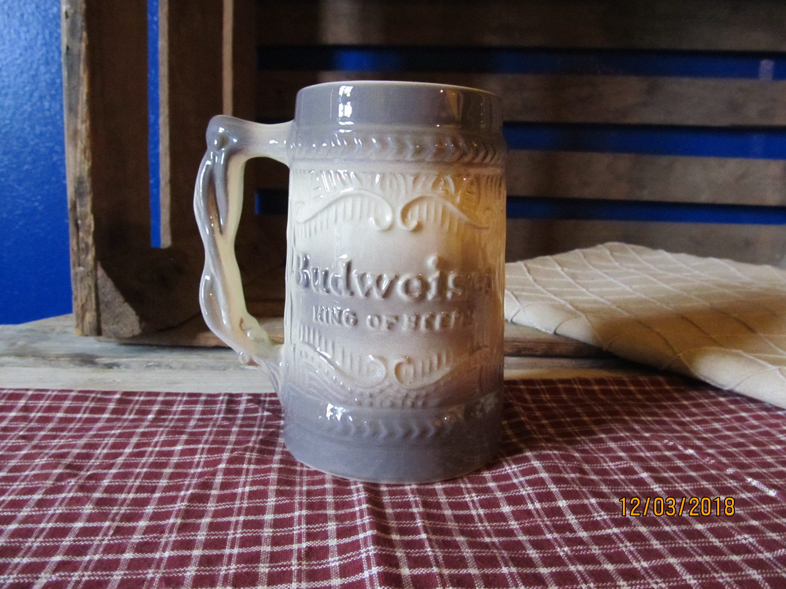 Vintage 1950's McCoy Pottery Anheuser Busch Budweiser King Of Beers Mug
