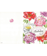 Happy Birthday Wishes Pink Floral Greeting Card With Envelope - $10.69