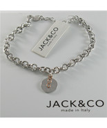 925 RHODIUM SILVER JACK&amp;CO BRACELET WITH 9KT ROSE GOLD INFINITY  MADE IN... - $55.30