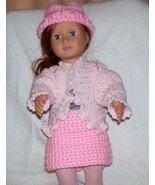 American Girl Pink Sweater and Hat, Handmade Crochet, 18 Inch Doll - $15.00