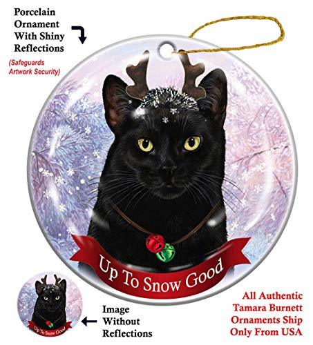 Primary image for Holiday Pet Gifts Black Cat Porcelain Christmas Ornament