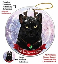Holiday Pet Gifts Black Cat Porcelain Christmas Ornament - £14.42 GBP