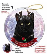 Holiday Pet Gifts Black Cat Porcelain Christmas Ornament - $19.49