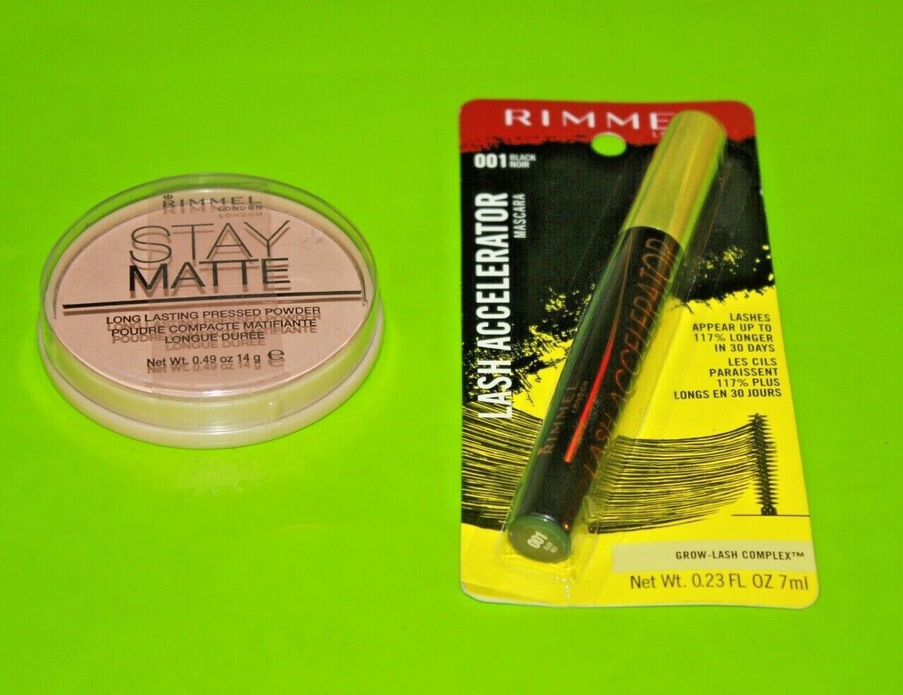 (1) Rimmel Stay Matte  Powder 018 + (1) Lash Accelerator Mascara 001  Sealed - $12.11