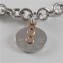 925 RHODIUM SILVER JACK&CO BRACELET WITH 9KT ROSE GOLD INFINITY  MADE IN ITALY image 2