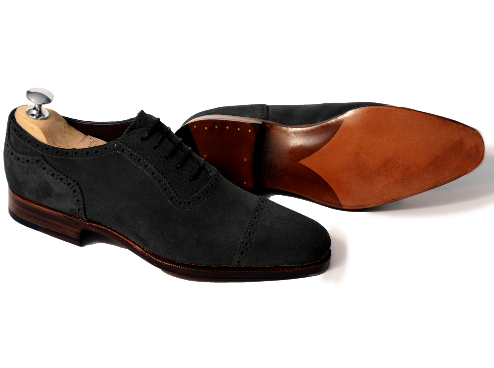 New Handmade Men's Black Cap Toe Dress Shoes - Dress/Formal