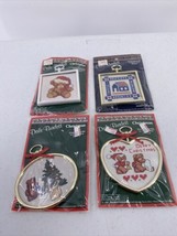 4 Vintage Dale Burdett Mini Cross Stitch Kits With Frames Bears Tree Sam... - $9.49