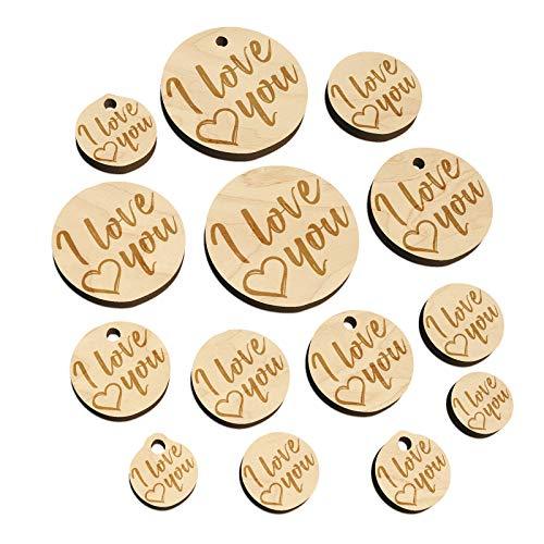 I Love You in English Heart Mini Wood Shape Charms Jewelry DIY Craft - 14mm (26p
