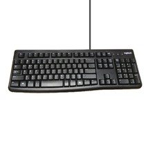 Logitech Korean English USB Wired Keyboard Membrane with Cover Protector (Black)