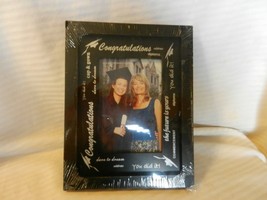 Congratulations Graduate Black Metal Frame with Engraving Inside Holds 4... - $18.56