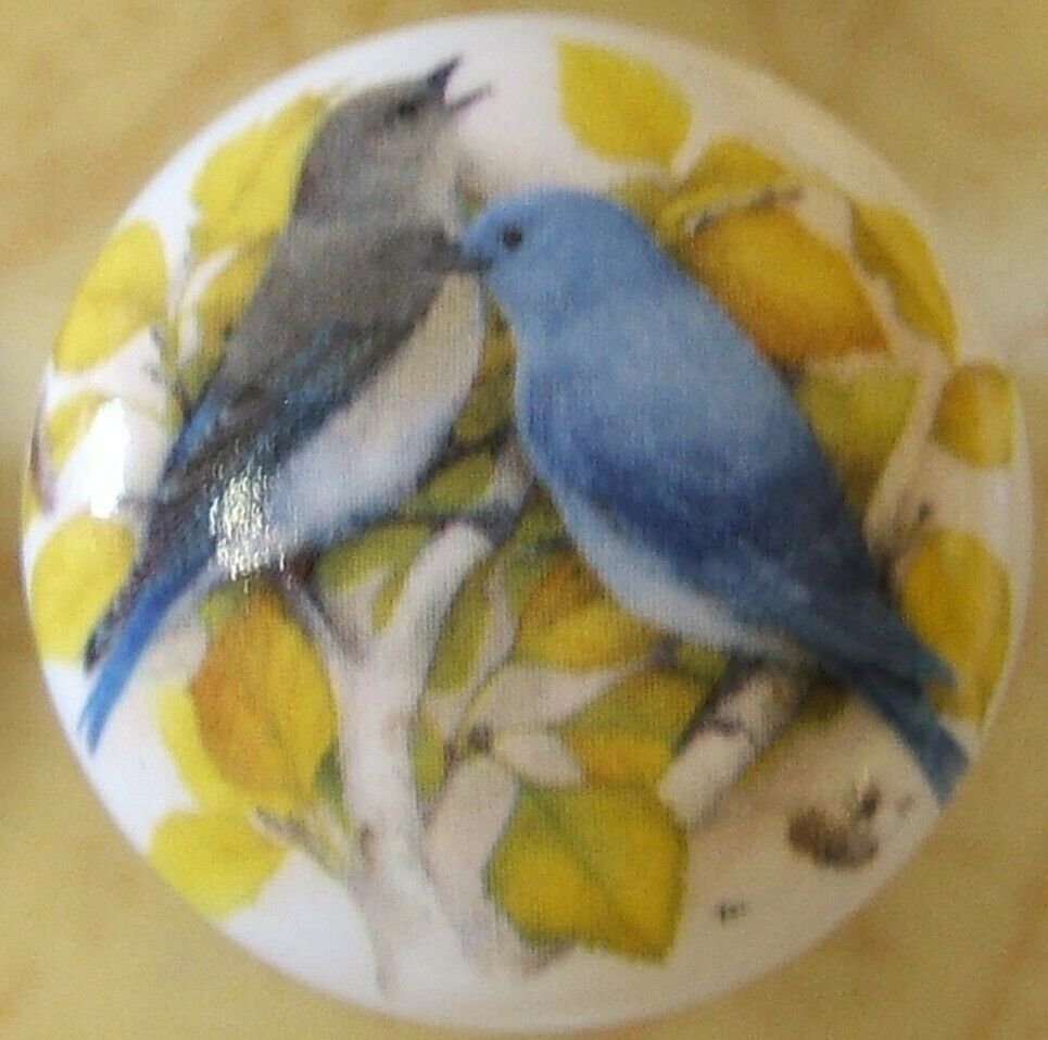 Cabinet Knobs Knob w/ 2 Blue Bird Bluebird #2 domestic