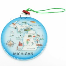 Handmade Fused Art Glass Pure Michigan Souvenir Map Ornament Sun Catcher Ecuador