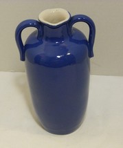 Royal Doulton Pottery Two Handled Blue Stoneware Vase circa 1961 - $39.98