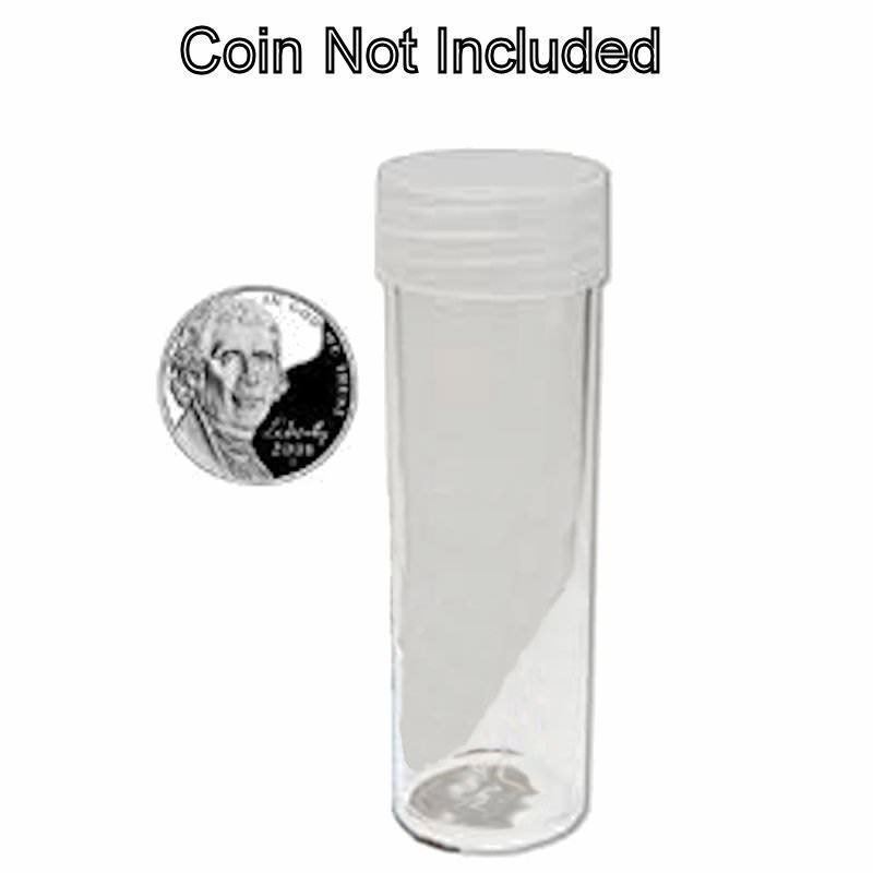10 Round US Nickel 5 Cent Clear Plastic Coin Storage Tubes w// Screw On Caps BCW