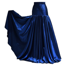 Women Full Pleated Maxi Taffeta Skirt Outfit Navy Blue Maxi Prom Skirt Plus Size image 6