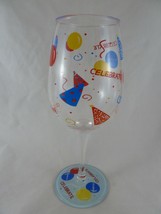 Lolita Love My Wine &quot;Celebrate&quot; Large 15 oz Wine Glass Hand Painted with... - $13.45