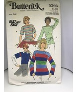 Butterick 5266 Fast And Easy Tops  Misses Small - $7.84