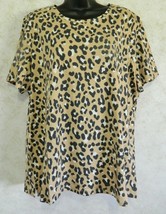 Kim Rogers Perfectly Soft Leopard Print Pull Over Short Sleeve Crew Ladi... - $18.69