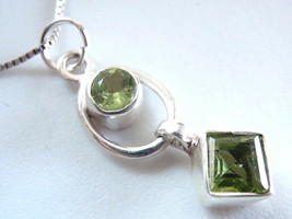 Very Small Faceted Peridot 925 Sterling Silver Pendant Round Square Cube... - $9.89