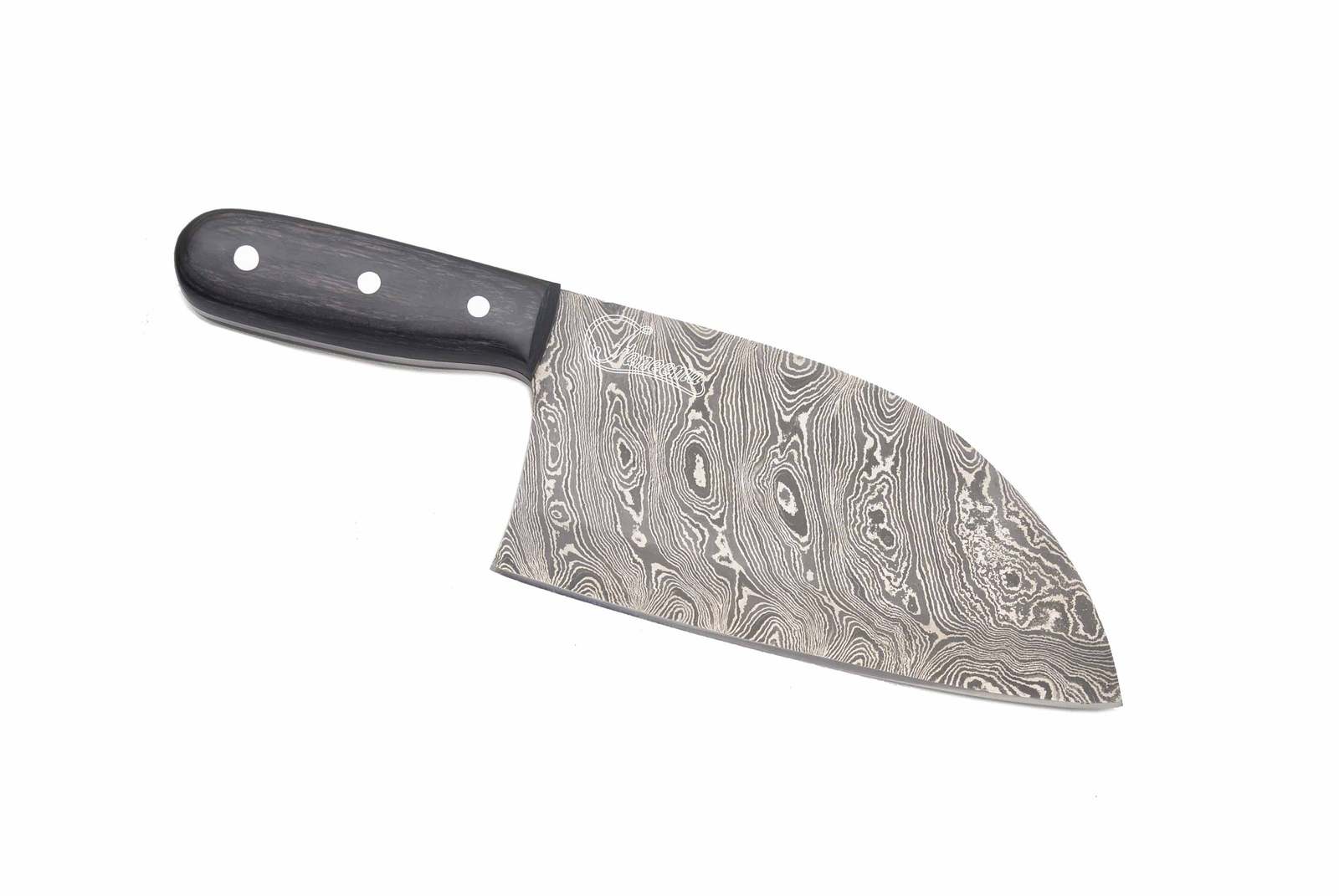 Handmade Damascus 8" Serbian Chef Knife Cleaver with Black Pakkawood