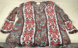 LUCEY &amp; LAUREL ANTHROPOLOGIE PAISLEY TOP BLOUSE 3/4 SLEEVES SIZE L NWOT - $29.69