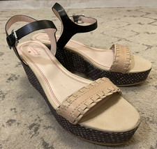 Plenty By Tracy Reese Anthropologie Polly Platform Wedge Leather Sandals 39.5 H3 - $33.56